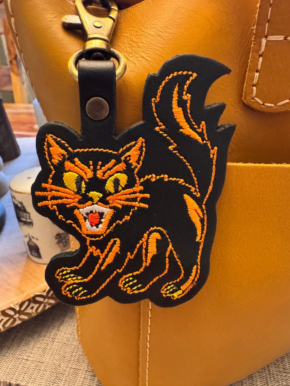 Portland Leather Cat Bag Charm Salem Purse Charm NEW! Halloween Charms